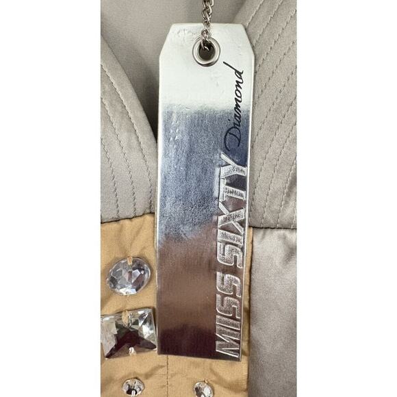 Miss Sixty Diamond Silk Hatty Dress Silver Rhinestones Dead Stock Vintage Rare - Picture 5 of 13